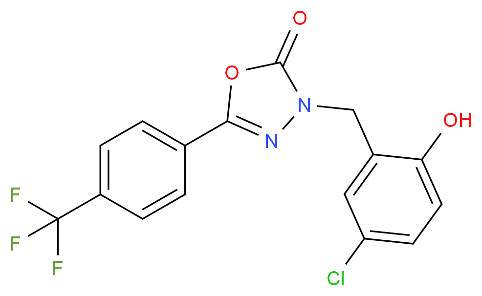 3-(5-Chloro-2-hydroxybenzyl)-5-(4-(trifluoromethyl)phenyl)-1,3,4-oxadiazol-2(3H)-one_分子结构_CAS_202821-81-6)