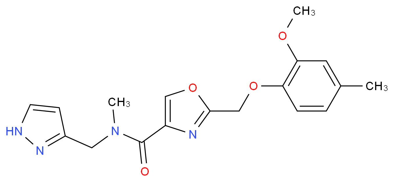 2-[(2-methoxy-4-methylphenoxy)methyl]-N-methyl-N-(1H-pyrazol-3-ylmethyl)-1,3-oxazole-4-carboxamide_分子结构_CAS_)
