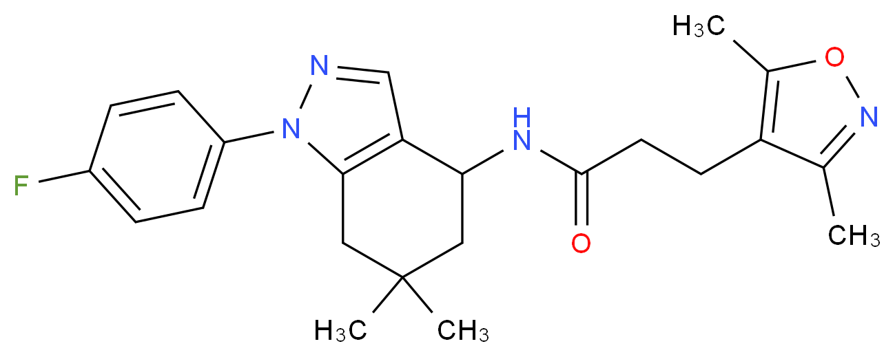3-(3,5-dimethyl-4-isoxazolyl)-N-[1-(4-fluorophenyl)-6,6-dimethyl-4,5,6,7-tetrahydro-1H-indazol-4-yl]propanamide_分子结构_CAS_)