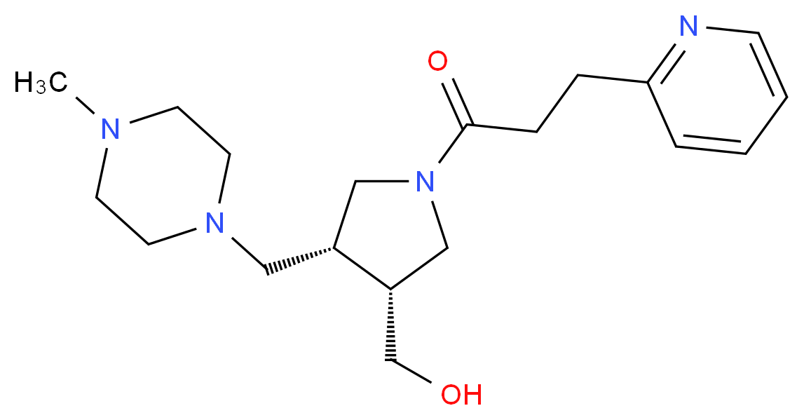 [(3R*,4R*)-4-[(4-methylpiperazin-1-yl)methyl]-1-(3-pyridin-2-ylpropanoyl)pyrrolidin-3-yl]methanol_分子结构_CAS_)