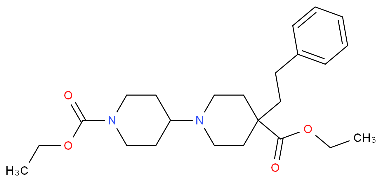 diethyl 4-(2-phenylethyl)-1,4'-bipiperidine-1',4-dicarboxylate_分子结构_CAS_)