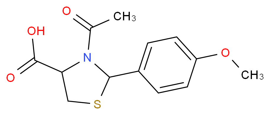 3-Acetyl-2-(4-methoxyphenyl)thiazolidine-4-carboxylic acid_分子结构_CAS_)