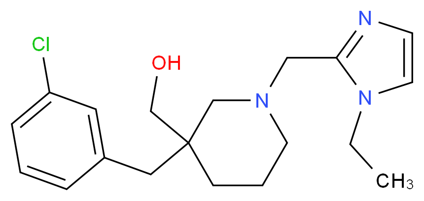 {3-(3-chlorobenzyl)-1-[(1-ethyl-1H-imidazol-2-yl)methyl]-3-piperidinyl}methanol_分子结构_CAS_)