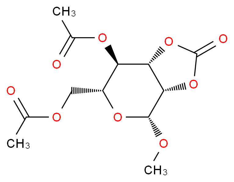 [(3aS,4R,6R,7R,7aS)-7-(acetyloxy)-4-methoxy-2-oxo-hexahydro-[1,3]dioxolo[4,5-c]pyran-6-yl]methyl acetate_分子结构_CAS_53958-22-8