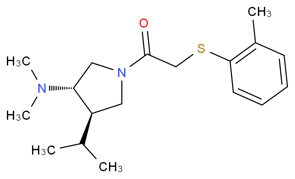 (3S*,4R*)-4-isopropyl-N,N-dimethyl-1-{[(2-methylphenyl)thio]acetyl}-3-pyrrolidinamine_分子结构_CAS_)