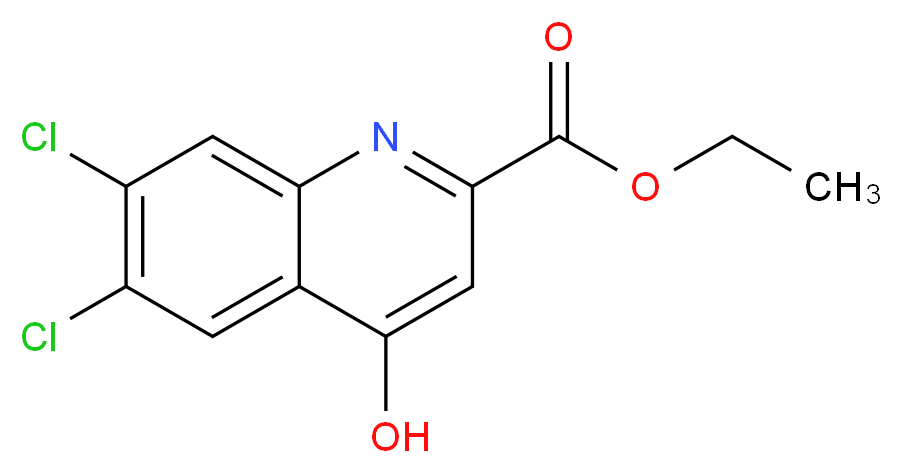 2-Quinolinecarboxylic acid, 6,7-dichloro-4-hydroxy-, ethyl ester_分子结构_CAS_157848-09-4)