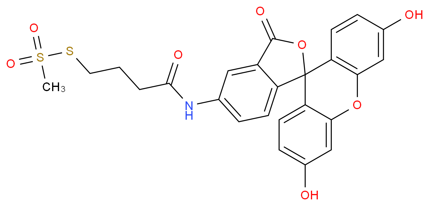 N-{3',6'-dihydroxy-3-oxo-3H-spiro[2-benzofuran-1,9'-xanthene]-5-yl}-4-(methanesulfonylsulfanyl)butanamide_分子结构_CAS_351330-42-2