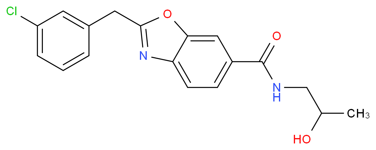 2-(3-chlorobenzyl)-N-(2-hydroxypropyl)-1,3-benzoxazole-6-carboxamide_分子结构_CAS_)
