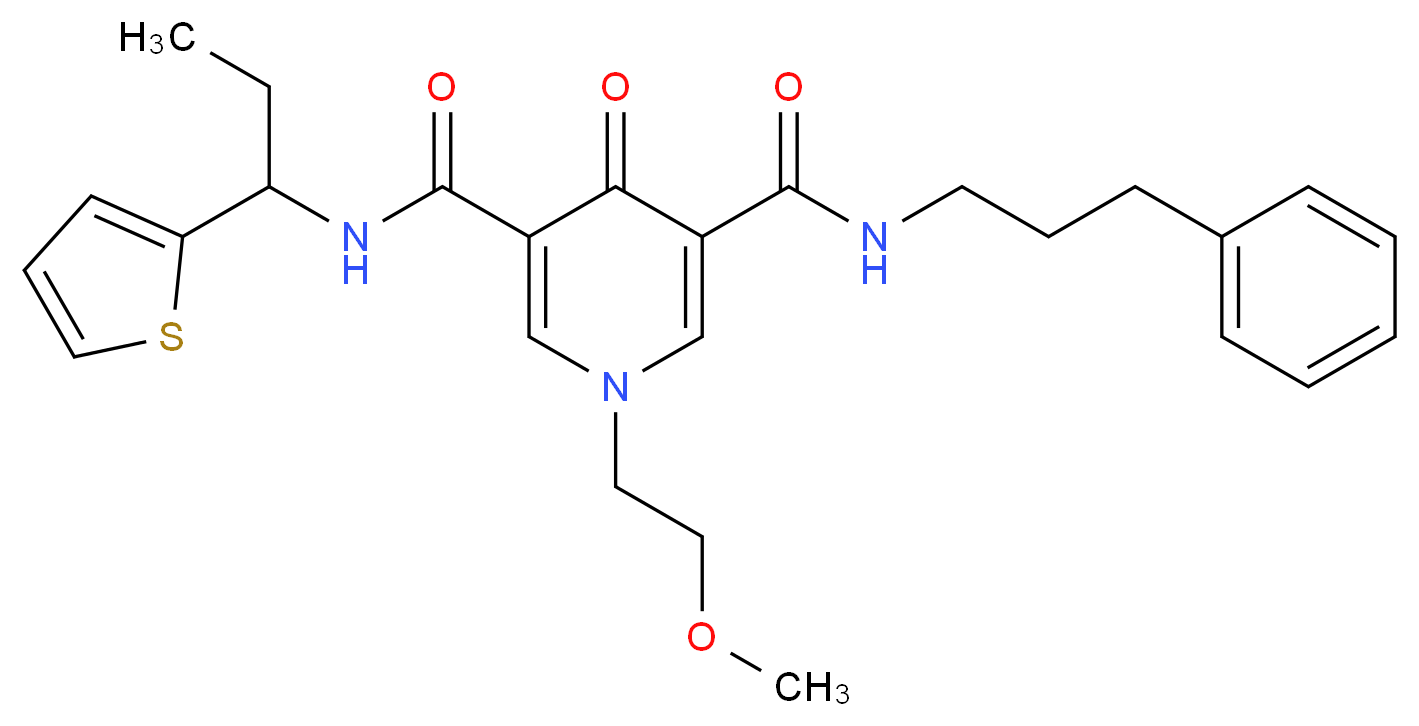 1-(2-methoxyethyl)-4-oxo-N-(3-phenylpropyl)-N'-[1-(2-thienyl)propyl]-1,4-dihydro-3,5-pyridinedicarboxamide_分子结构_CAS_)