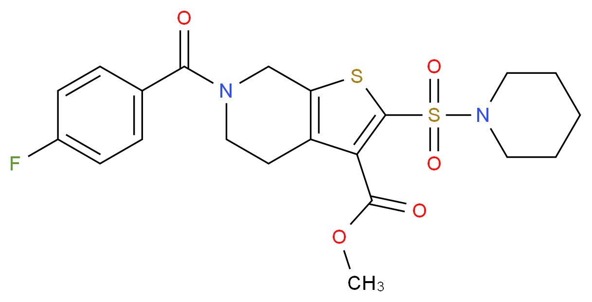 methyl 6-(4-fluorobenzoyl)-2-(1-piperidinylsulfonyl)-4,5,6,7-tetrahydrothieno[2,3-c]pyridine-3-carboxylate_分子结构_CAS_)