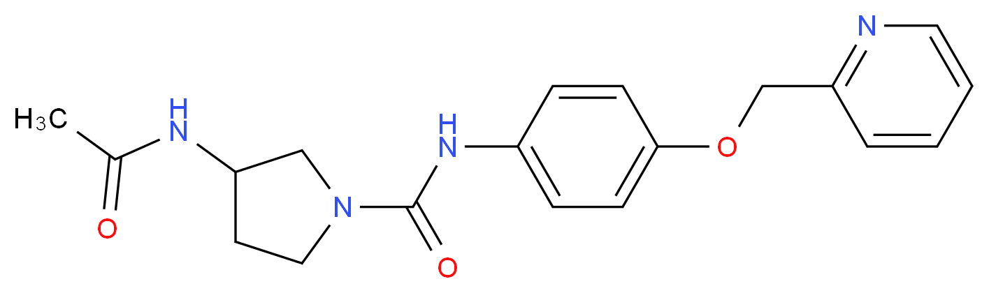3-(acetylamino)-N-[4-(pyridin-2-ylmethoxy)phenyl]pyrrolidine-1-carboxamide_分子结构_CAS_)