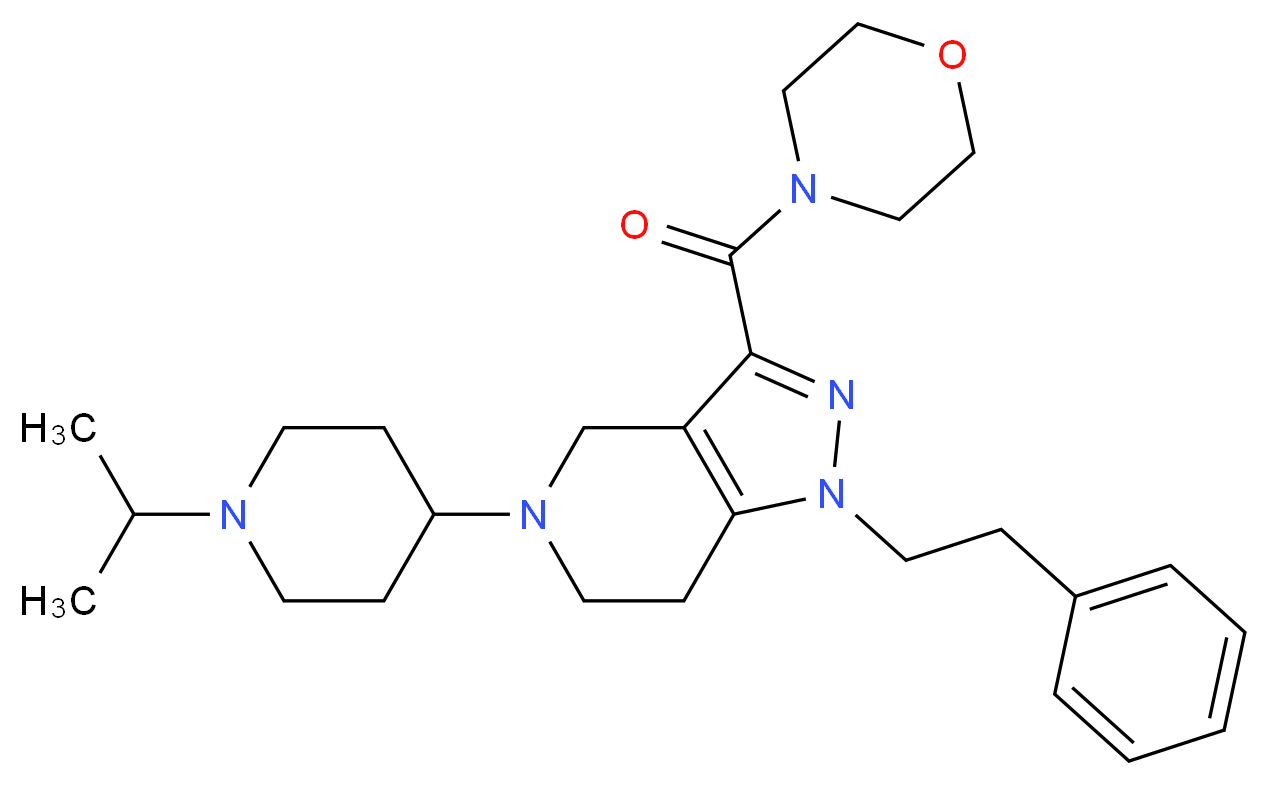 5-(1-isopropyl-4-piperidinyl)-3-(4-morpholinylcarbonyl)-1-(2-phenylethyl)-4,5,6,7-tetrahydro-1H-pyrazolo[4,3-c]pyridine_分子结构_CAS_)
