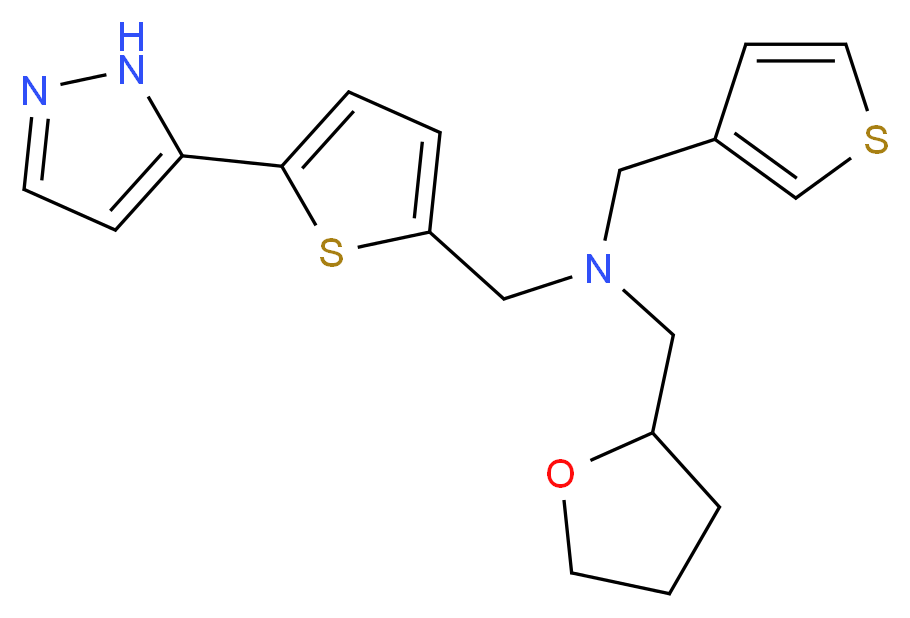 1-[5-(1H-pyrazol-5-yl)-2-thienyl]-N-(tetrahydrofuran-2-ylmethyl)-N-(3-thienylmethyl)methanamine_分子结构_CAS_)