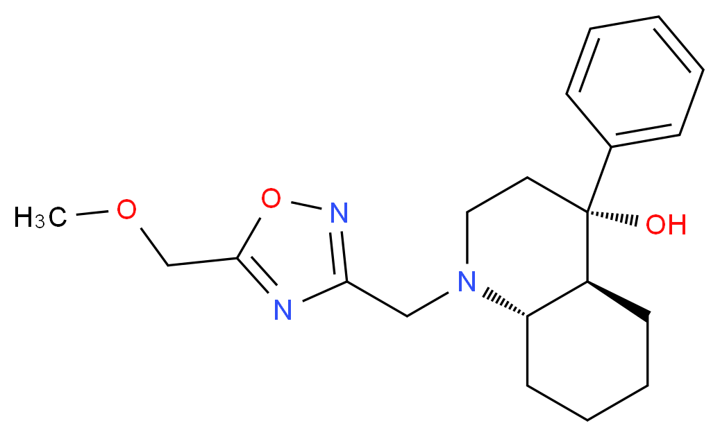 (4S*,4aS*,8aS*)-1-{[5-(methoxymethyl)-1,2,4-oxadiazol-3-yl]methyl}-4-phenyldecahydro-4-quinolinol_分子结构_CAS_)
