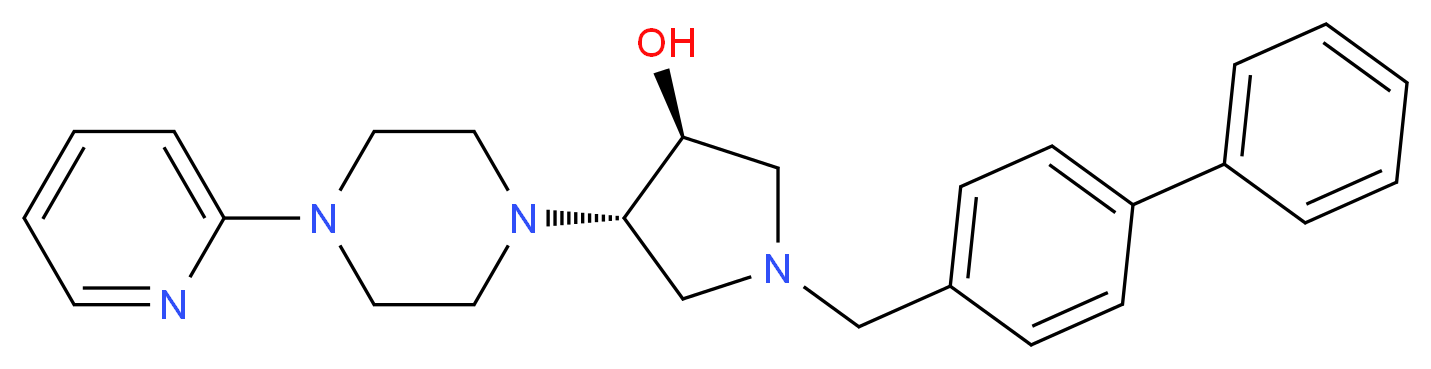 (3S*,4S*)-1-(4-biphenylylmethyl)-4-[4-(2-pyridinyl)-1-piperazinyl]-3-pyrrolidinol_分子结构_CAS_)