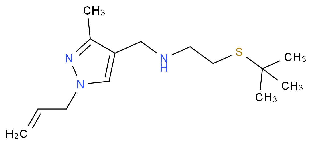 N-[(1-allyl-3-methyl-1H-pyrazol-4-yl)methyl]-2-(tert-butylthio)ethanamine_分子结构_CAS_)