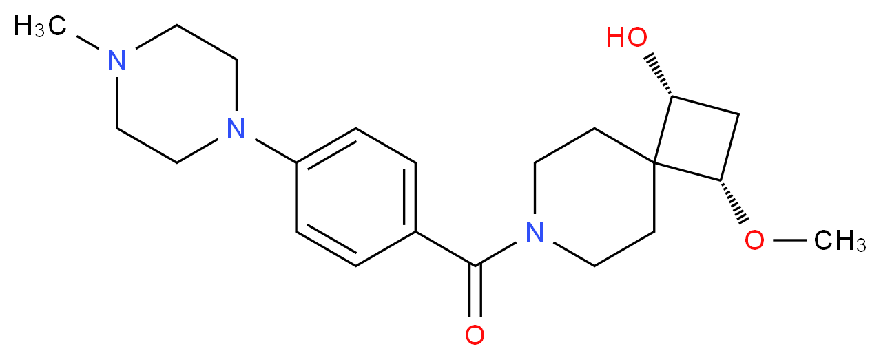 (1R*,3S*)-3-methoxy-7-[4-(4-methylpiperazin-1-yl)benzoyl]-7-azaspiro[3.5]nonan-1-ol_分子结构_CAS_)