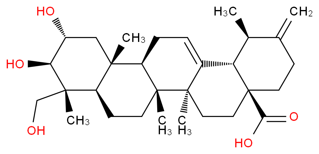 (1R,4aS,6aS,6bR,8aR,9R,10R,11R,12aR,12bR,14bS)-10,11-dihydroxy-9-(hydroxymethyl)-1,6a,6b,9,12a-pentamethyl-2-methylidene-1,2,3,4,4a,5,6,6a,6b,7,8,8a,9,10,11,12,12a,12b,13,14b-icosahydropicene-4a-carboxylic acid_分子结构_CAS_341971-45-7