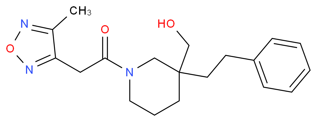 [1-[(4-methyl-1,2,5-oxadiazol-3-yl)acetyl]-3-(2-phenylethyl)-3-piperidinyl]methanol_分子结构_CAS_)