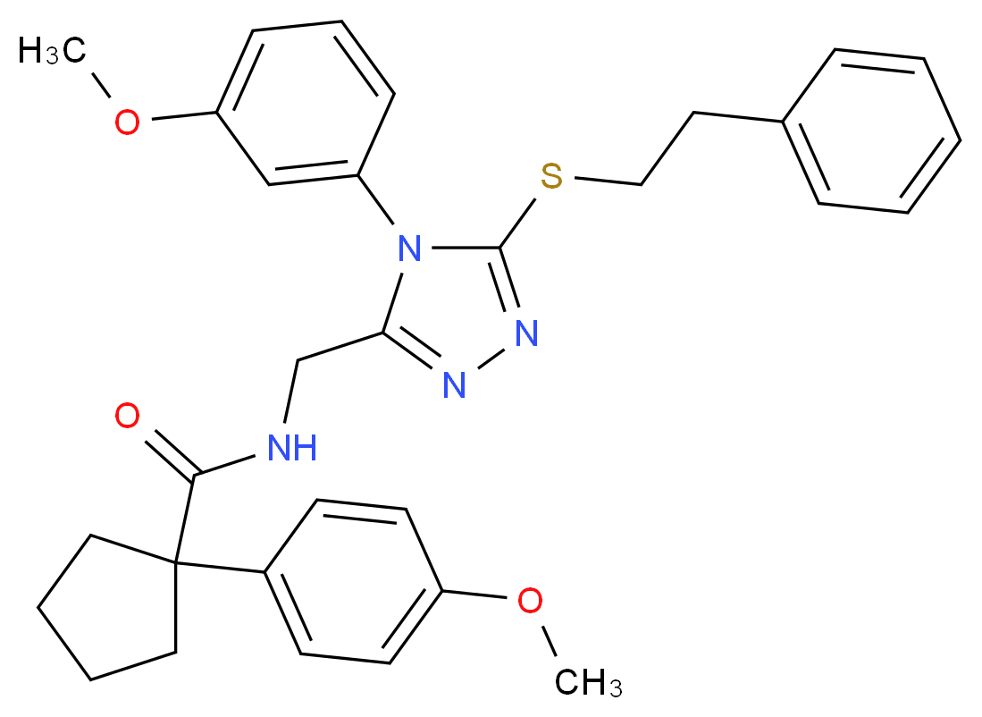 1-(4-methoxyphenyl)-N-({4-(3-methoxyphenyl)-5-[(2-phenylethyl)thio]-4H-1,2,4-triazol-3-yl}methyl)cyclopentanecarboxamide_分子结构_CAS_)