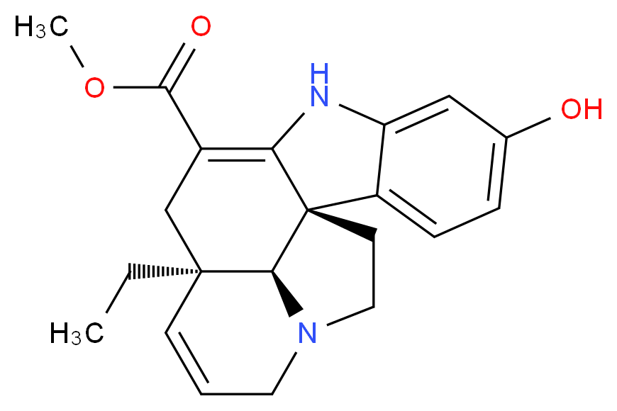 methyl (1R,12R,19S)-12-ethyl-5-hydroxy-8,16-diazapentacyclo[10.6.1.0<sup>1</sup>,<sup>9</sup>.0<sup>2</sup>,<sup>7</sup>.0<sup>1</sup><sup>6</sup>,<sup>1</sup><sup>9</sup>]nonadeca-2,4,6,9,13-pentaene-10-carboxylate_分子结构_CAS_22149-28-6