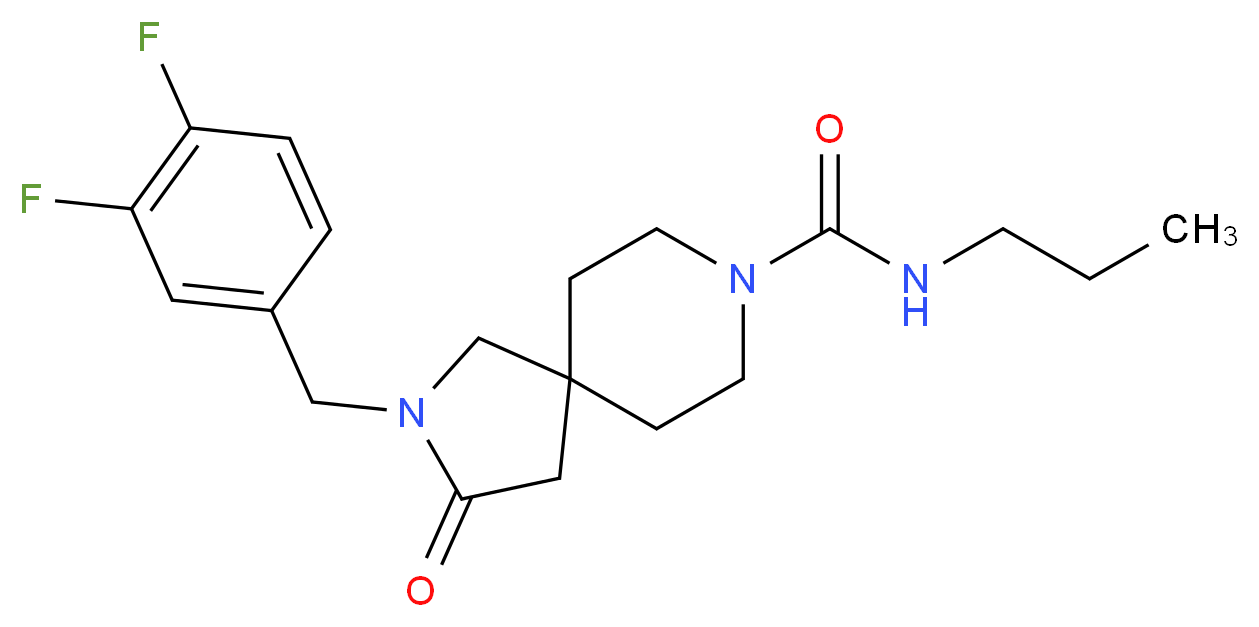 2-(3,4-difluorobenzyl)-3-oxo-N-propyl-2,8-diazaspiro[4.5]decane-8-carboxamide_分子结构_CAS_)