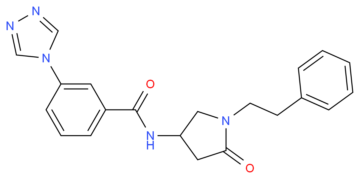 N-[5-oxo-1-(2-phenylethyl)pyrrolidin-3-yl]-3-(4H-1,2,4-triazol-4-yl)benzamide_分子结构_CAS_)
