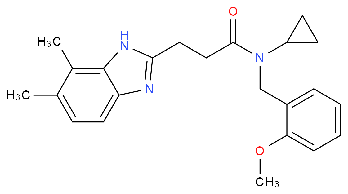 N-cyclopropyl-3-(6,7-dimethyl-1H-benzimidazol-2-yl)-N-(2-methoxybenzyl)propanamide_分子结构_CAS_)