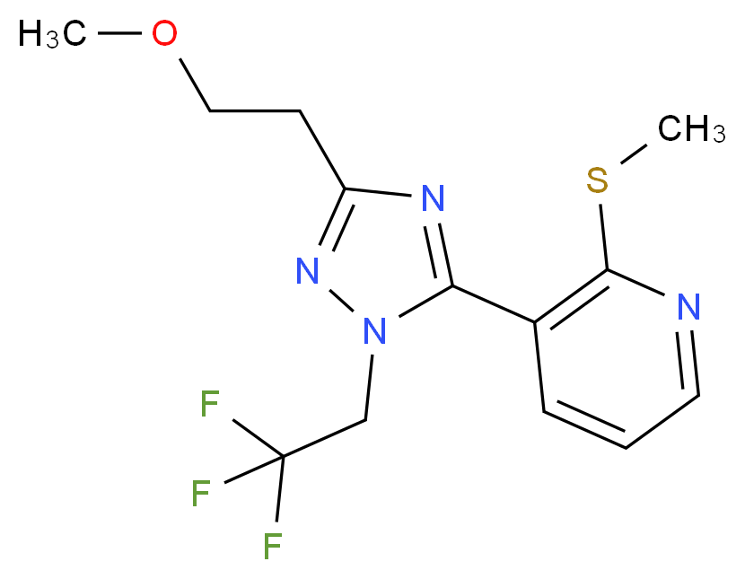 3-[3-(2-methoxyethyl)-1-(2,2,2-trifluoroethyl)-1H-1,2,4-triazol-5-yl]-2-(methylthio)pyridine_分子结构_CAS_)