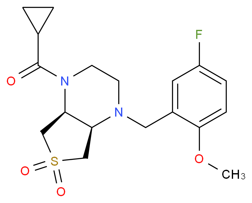 (4aR*,7aS*)-1-(cyclopropylcarbonyl)-4-(5-fluoro-2-methoxybenzyl)octahydrothieno[3,4-b]pyrazine 6,6-dioxide_分子结构_CAS_)
