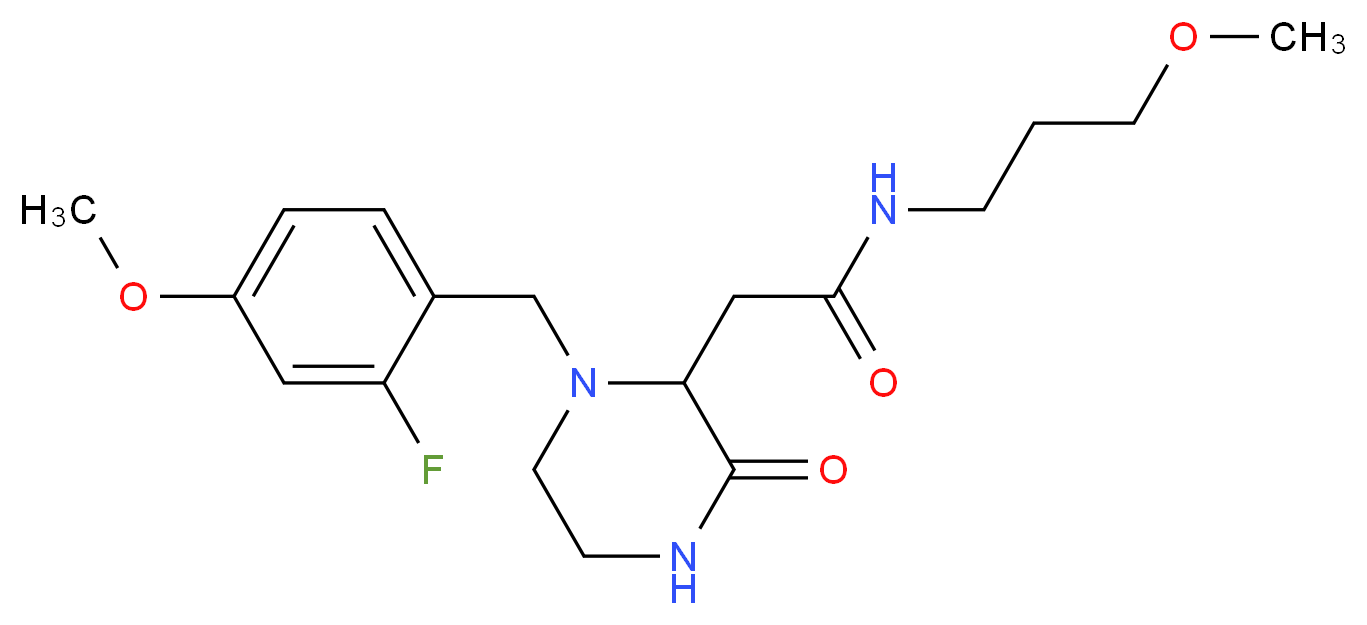 2-[1-(2-fluoro-4-methoxybenzyl)-3-oxo-2-piperazinyl]-N-(3-methoxypropyl)acetamide_分子结构_CAS_)