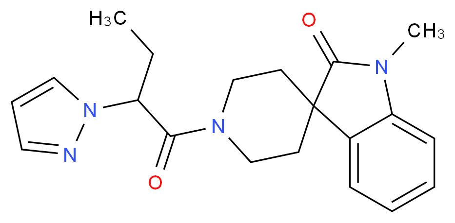 1-methyl-1'-[2-(1H-pyrazol-1-yl)butanoyl]spiro[indole-3,4'-piperidin]-2(1H)-one_分子结构_CAS_)