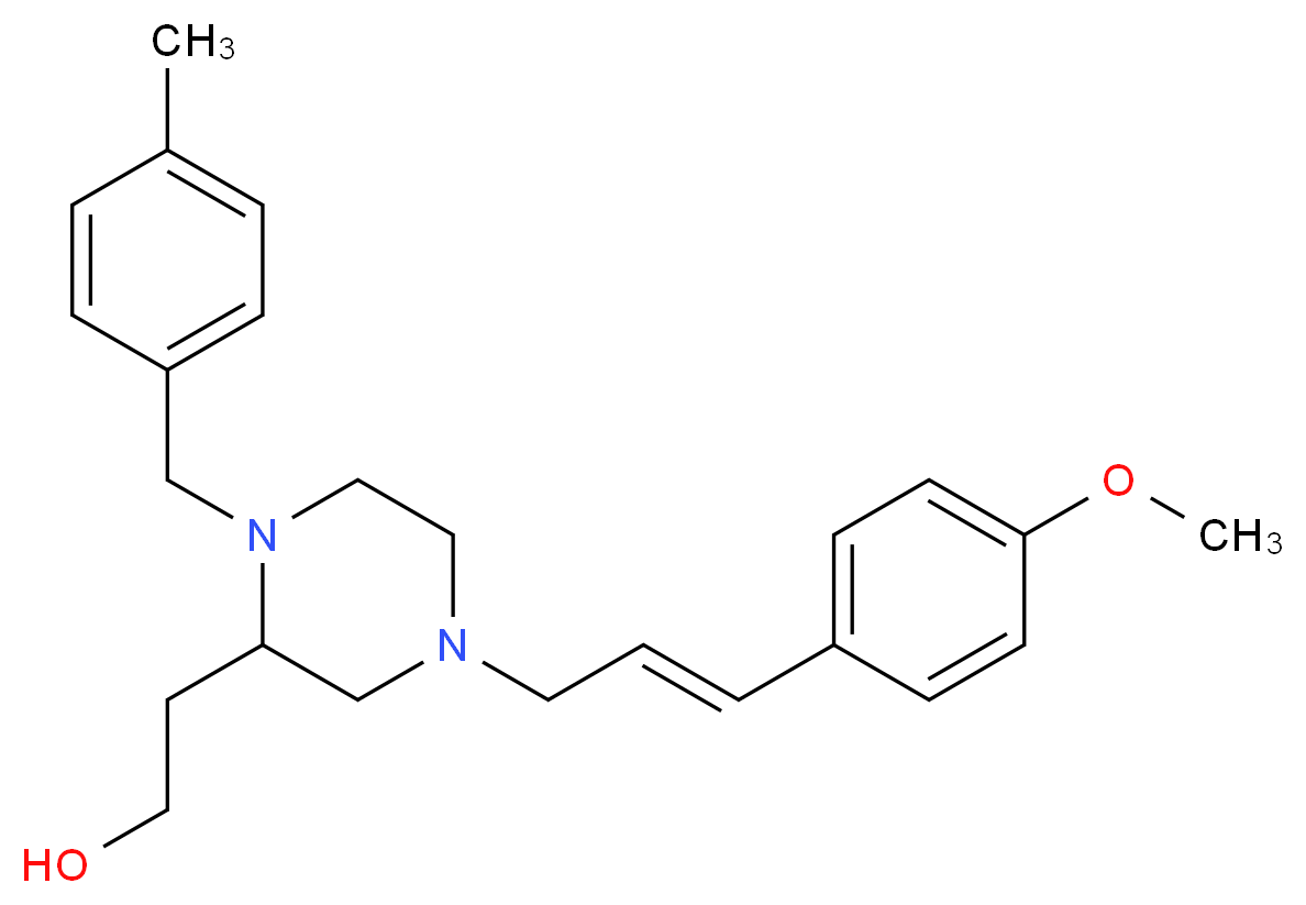 2-[4-[(2E)-3-(4-methoxyphenyl)-2-propen-1-yl]-1-(4-methylbenzyl)-2-piperazinyl]ethanol_分子结构_CAS_)
