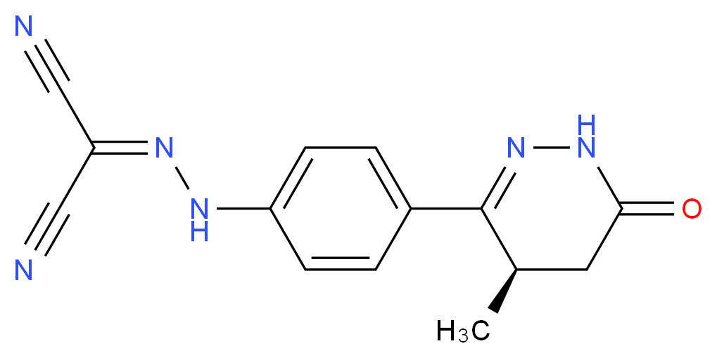 1-cyano-N-{4-[(4R)-4-methyl-6-oxo-1,4,5,6-tetrahydropyridazin-3-yl]phenyl}methanecarbohydrazonoyl cyanide_分子结构_CAS_141505-33-1