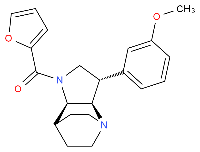 (2R*,3S*,6R*)-5-(2-furoyl)-3-(3-methoxyphenyl)-1,5-diazatricyclo[5.2.2.0~2,6~]undecane_分子结构_CAS_)