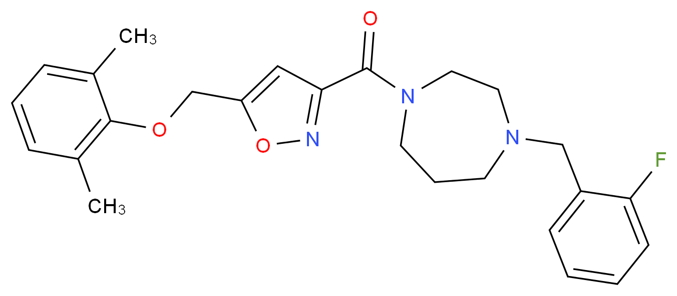 1-({5-[(2,6-dimethylphenoxy)methyl]-3-isoxazolyl}carbonyl)-4-(2-fluorobenzyl)-1,4-diazepane_分子结构_CAS_)