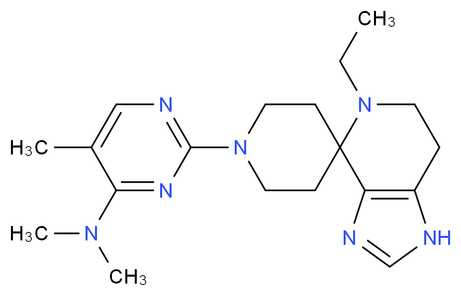 2-(5-ethyl-1,5,6,7-tetrahydro-1'H-spiro[imidazo[4,5-c]pyridine-4,4'-piperidin]-1'-yl)-N,N,5-trimethylpyrimidin-4-amine_分子结构_CAS_)
