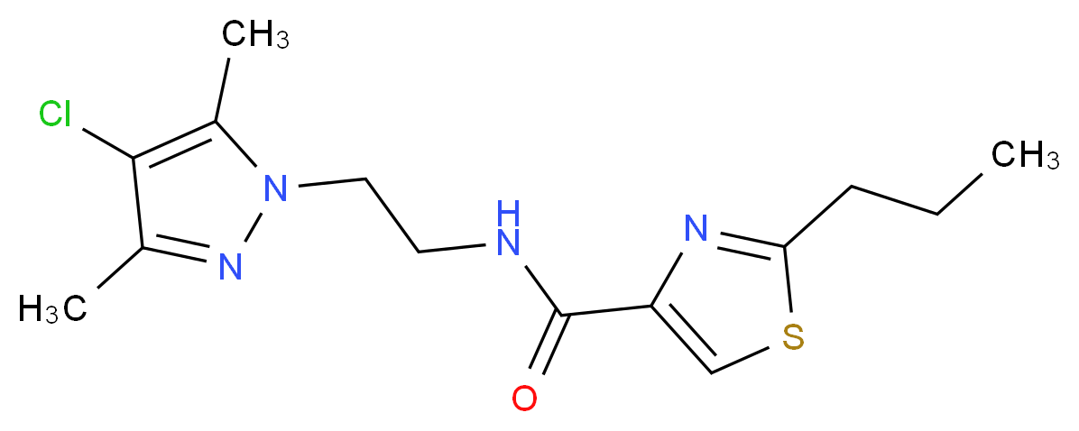 N-[2-(4-chloro-3,5-dimethyl-1H-pyrazol-1-yl)ethyl]-2-propyl-1,3-thiazole-4-carboxamide_分子结构_CAS_)