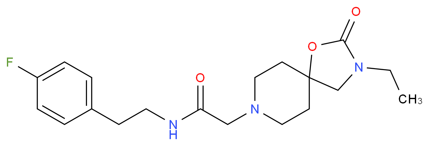 2-(3-ethyl-2-oxo-1-oxa-3,8-diazaspiro[4.5]dec-8-yl)-N-[2-(4-fluorophenyl)ethyl]acetamide_分子结构_CAS_)