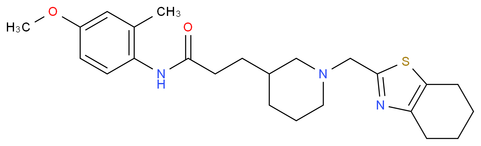 N-(4-methoxy-2-methylphenyl)-3-[1-(4,5,6,7-tetrahydro-1,3-benzothiazol-2-ylmethyl)-3-piperidinyl]propanamide_分子结构_CAS_)