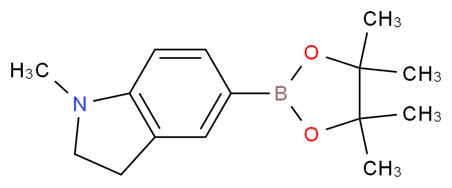 1-methyl-5-(tetramethyl-1,3,2-dioxaborolan-2-yl)-2,3-dihydro-1H-indole_分子结构_CAS_934570-43-1