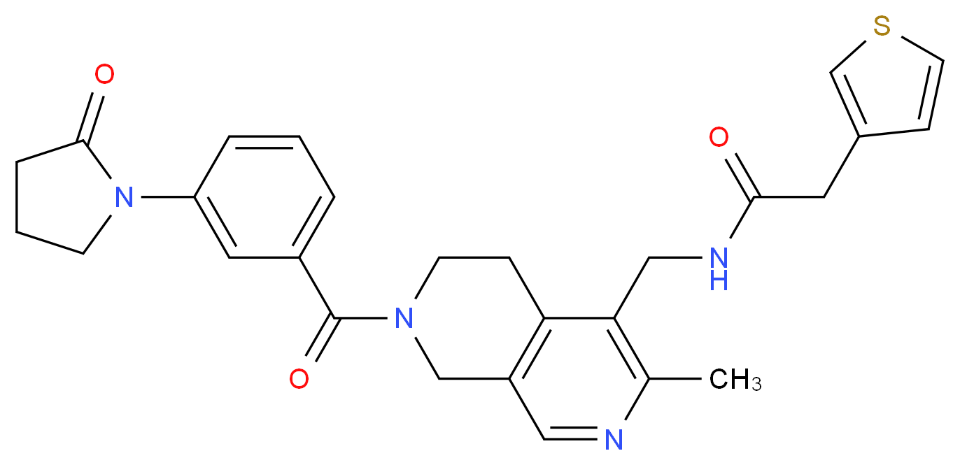 N-({3-methyl-7-[3-(2-oxo-1-pyrrolidinyl)benzoyl]-5,6,7,8-tetrahydro-2,7-naphthyridin-4-yl}methyl)-2-(3-thienyl)acetamide_分子结构_CAS_)
