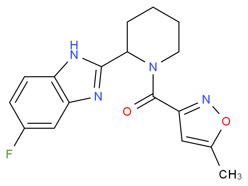 5-fluoro-2-{1-[(5-methyl-3-isoxazolyl)carbonyl]-2-piperidinyl}-1H-benzimidazole_分子结构_CAS_)