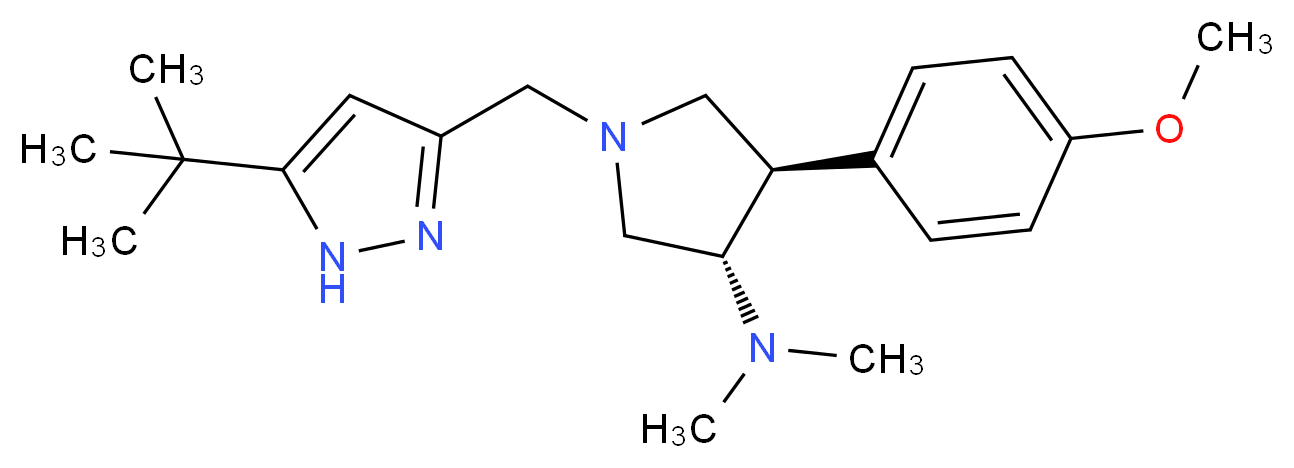 (3S*,4R*)-1-[(5-tert-butyl-1H-pyrazol-3-yl)methyl]-4-(4-methoxyphenyl)-N,N-dimethyl-3-pyrrolidinamine_分子结构_CAS_)