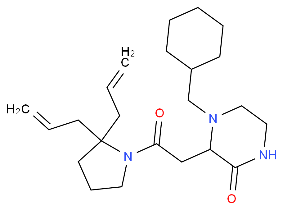 4-(cyclohexylmethyl)-3-[2-(2,2-diallyl-1-pyrrolidinyl)-2-oxoethyl]-2-piperazinone_分子结构_CAS_)