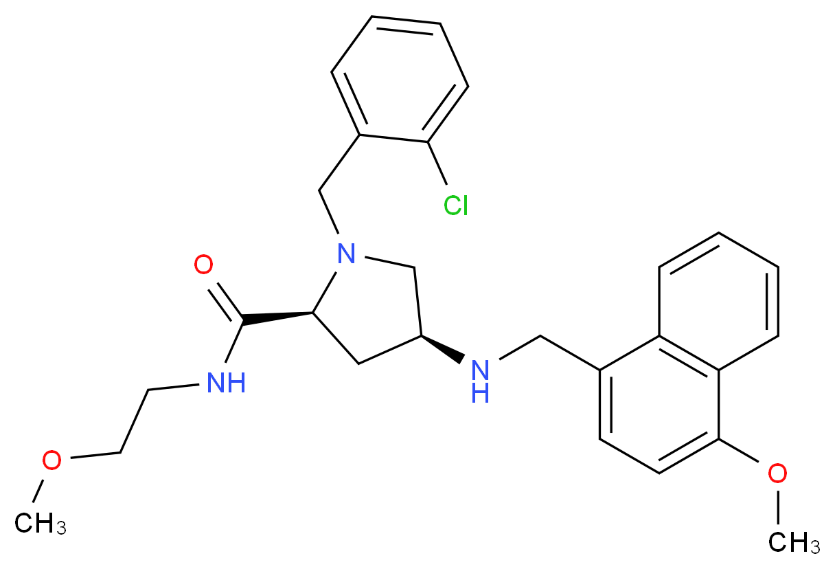 (4S)-1-(2-chlorobenzyl)-N-(2-methoxyethyl)-4-{[(4-methoxy-1-naphthyl)methyl]amino}-L-prolinamide_分子结构_CAS_)