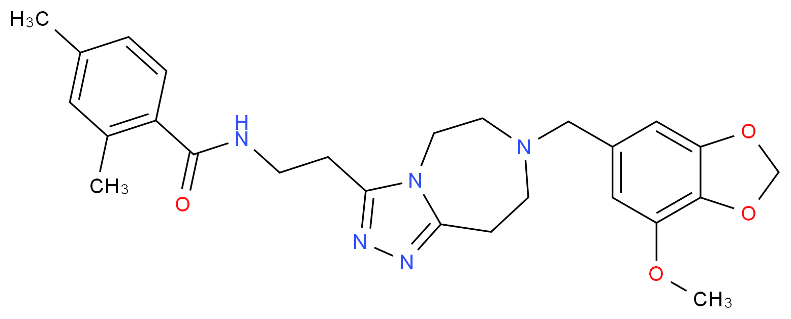 N-(2-{7-[(7-methoxy-1,3-benzodioxol-5-yl)methyl]-6,7,8,9-tetrahydro-5H-[1,2,4]triazolo[4,3-d][1,4]diazepin-3-yl}ethyl)-2,4-dimethylbenzamide_分子结构_CAS_)