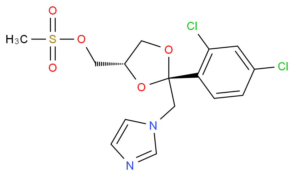 [(2S,4S)-2-(2,4-dichlorophenyl)-2-[(1H-imidazol-1-yl)methyl]-1,3-dioxolan-4-yl]methyl methanesulfonate_分子结构_CAS_61397-61-3