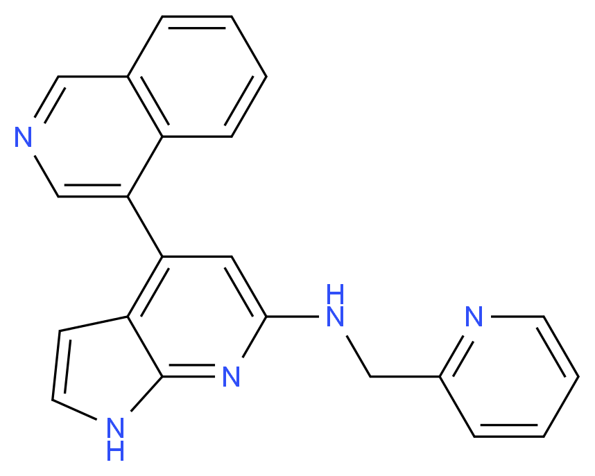 4-isoquinolin-4-yl-N-(pyridin-2-ylmethyl)-1H-pyrrolo[2,3-b]pyridin-6-amine_分子结构_CAS_)