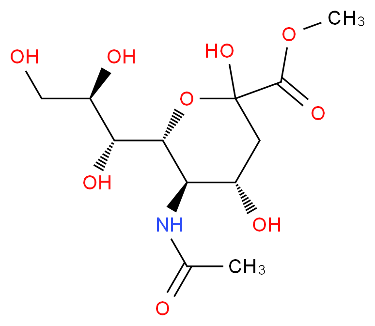 methyl (4S,5R,6R)-5-acetamido-2,4-dihydroxy-6-[(1R,2R)-1,2,3-trihydroxypropyl]oxane-2-carboxylate_分子结构_CAS_50998-13-5